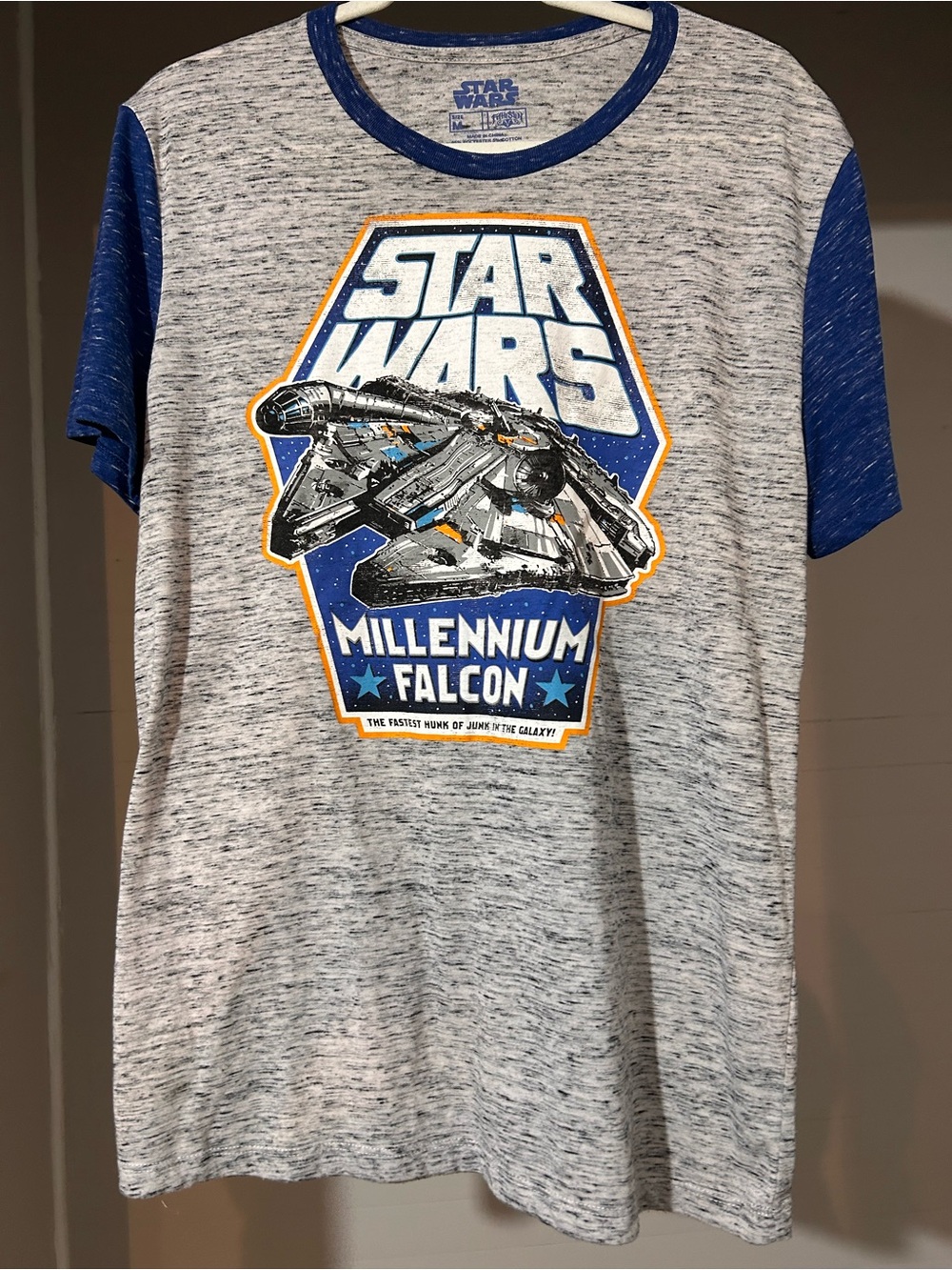 Star Wars Gray & Blue Millennium Falcon Short Sleeve Tee